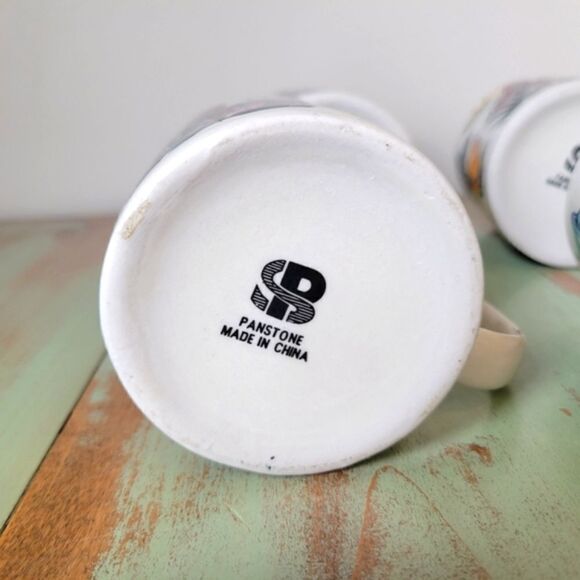 Vintage Butterfly & Flora Panstone Tropical Ceramic Set of 4 Coffee Mugs - Picture 8 of 15